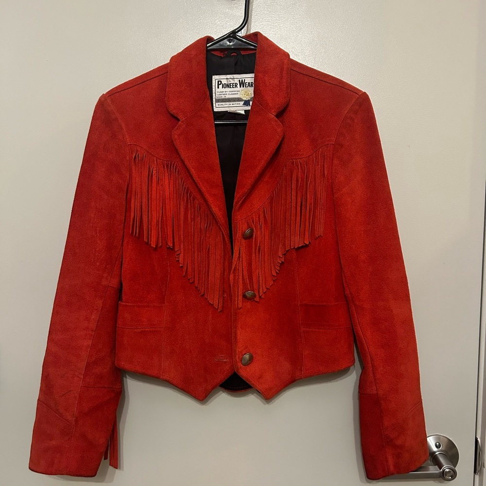 Pioneer Wear Burnt Orange Fringe Jacket! Beautiful and real suede!